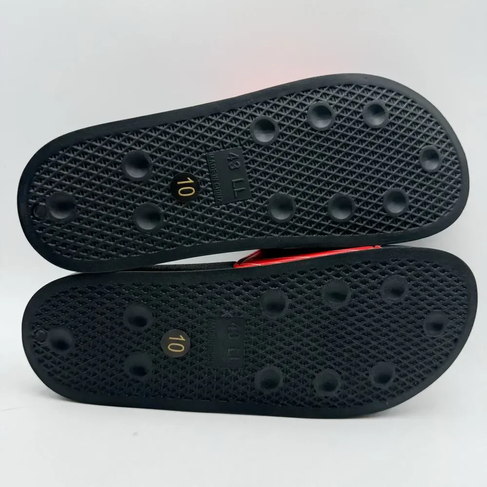 73 Studio Mens Chicago Sandals US 10 EU 43 Red Black Slides Rubber NWOB
